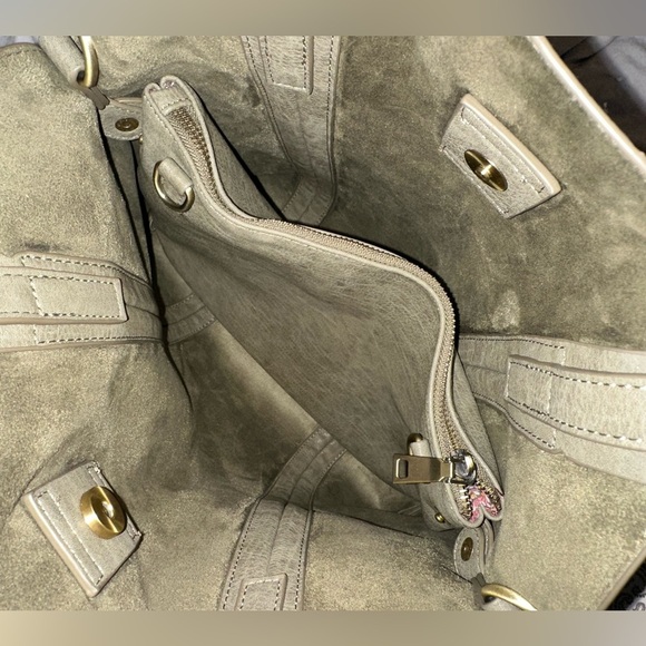 Tote Bag with Removable Zipper Pouch for Women Vegan Leather Handbag Purse OLIVE - Picture 6 of 6